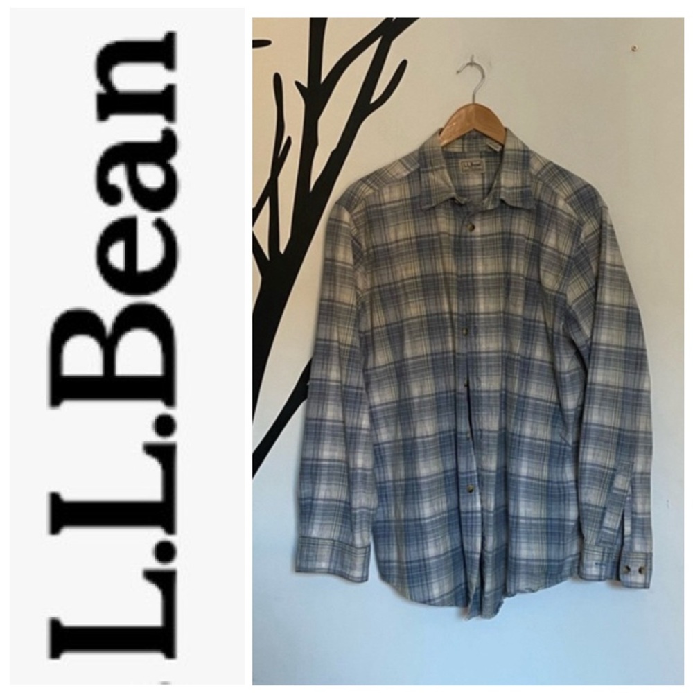 L.L. Bean medium blue cotton flannel button down
